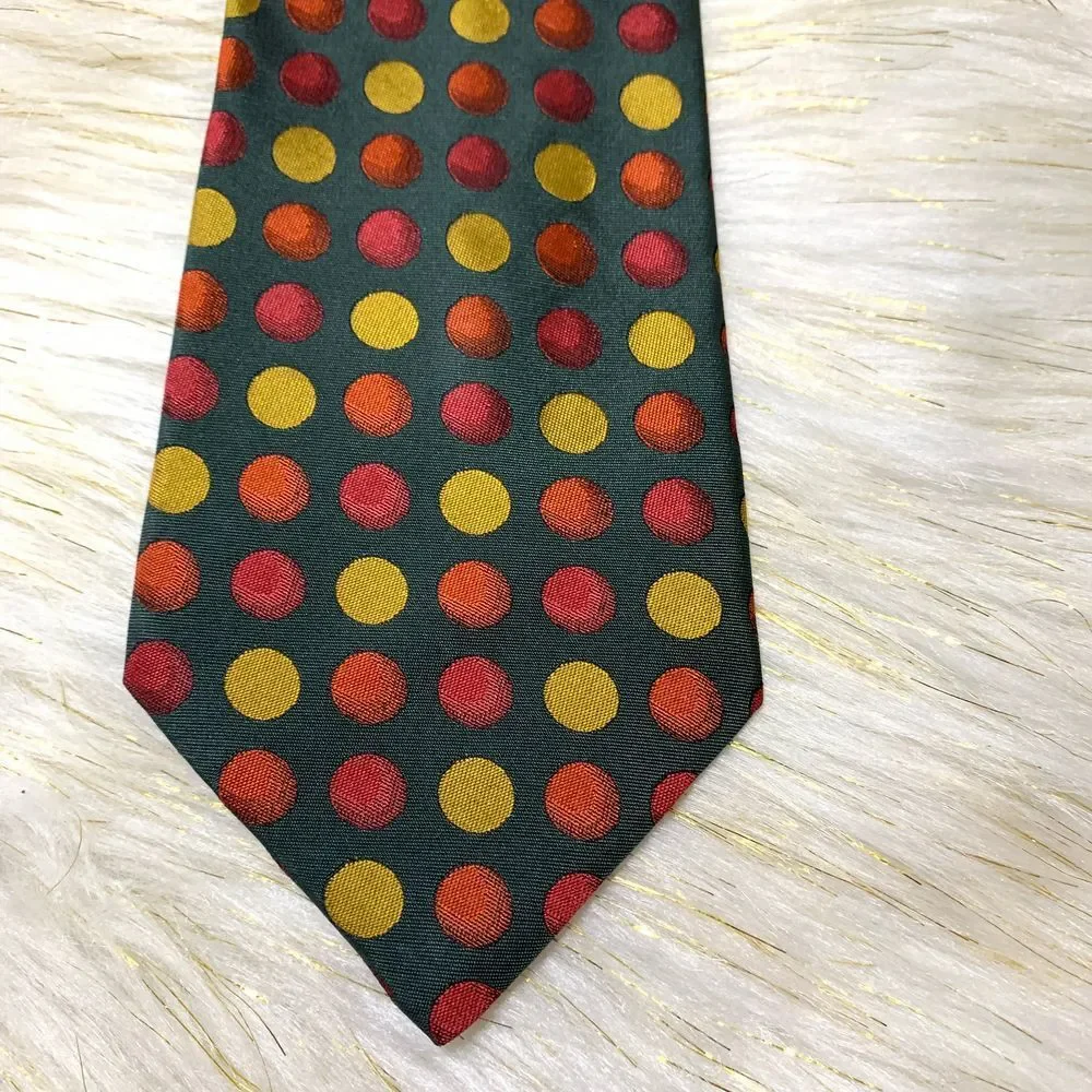 100% Silk Polk-dot green‎ red yellow 56